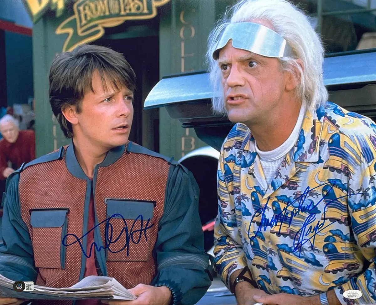 Authentic Michael J. Fox & Christopher Lloyd Signed 16x20 Back to the Future II Movie Photo - JSA BAS Certified Memorabilia - Perfect for Movie Collectors & Home Theater Decor