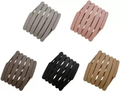 DENICRAAS Matte Foldable Headbands for Women & Girls | Non-Slip Retractable Teeth Hair Band, Compact & Portable, 5-Pack Multicolor - Perfect for Workouts, Yoga, Sports & Everyday Styling