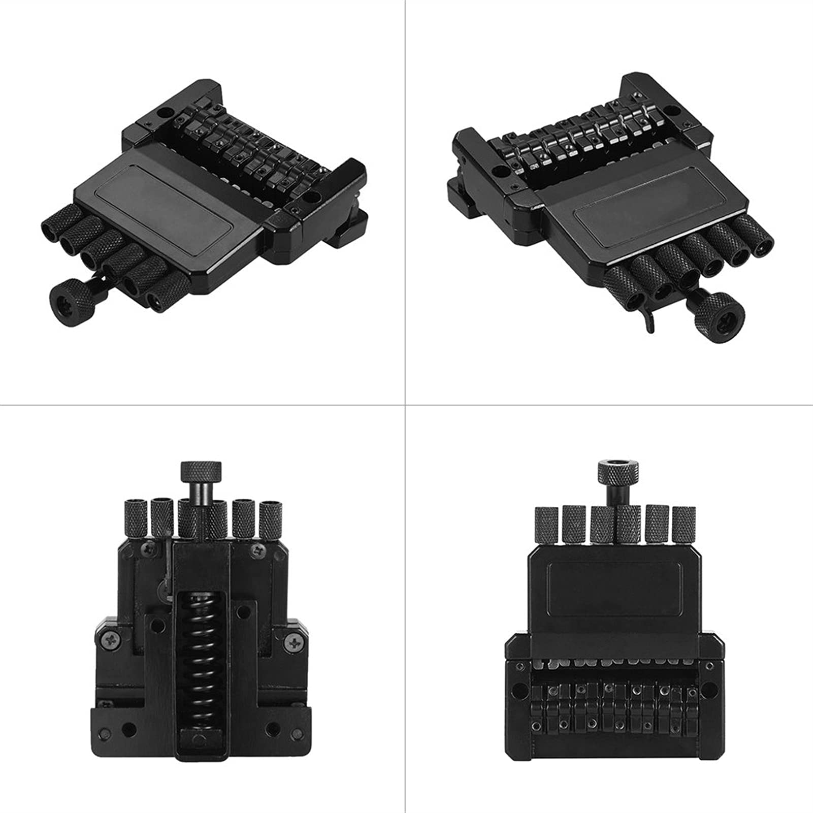 6-String Electric Guitar Bridge Saddle & Tremolo Tailpiece System - Black Headless Guitar Replacement Part | Perfect for DIY Guitar Repair, Upgrades & Professional Performances