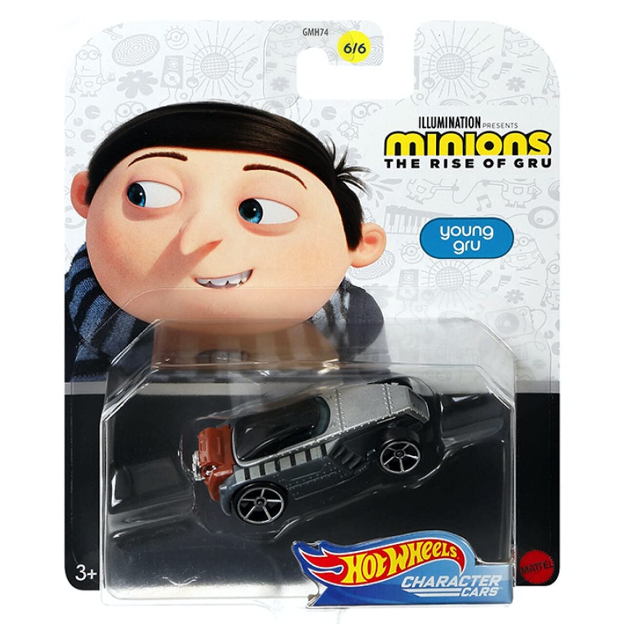 Hot Wheels Character Cars Minions The Rise of Gru - Complete Set of 6 Diecast Vehicles 1:64 Scale Collectible Toy Cars for Kids & Adults - Perfect for Display, Play & Movie-Themed Collections