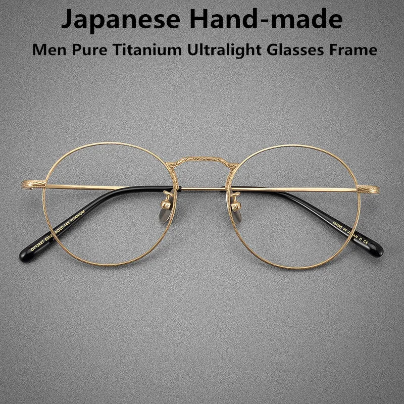 Aimee Unisex Full Rim Round Titanium Eyeglasses Frame 1282 - Lightweight Durable Glasses for Men & Women - Perfect for Reading, Work, and Everyday Wear