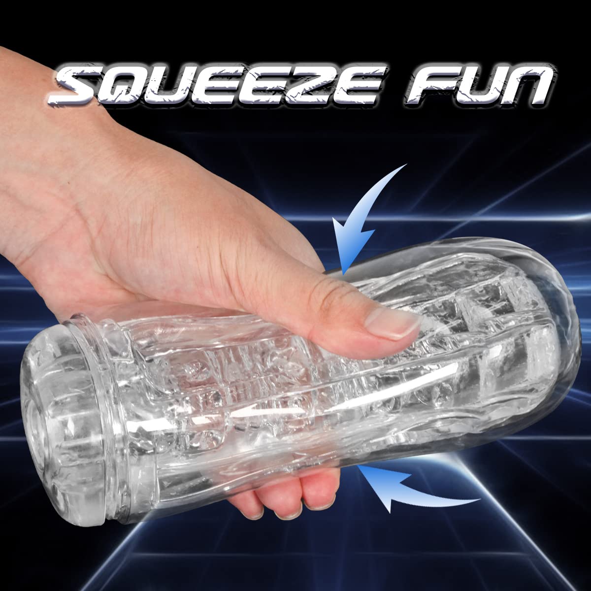 Premium TPE Male Masturbator - Realistic Vagina Texture & Blowjob Simulation | Portable Transparent Pocket Pussy | Manual Sucking Extrusion Penis Sleeve for Men | Perfect for Travel, Discreet Solo Play & Couples Enhancement