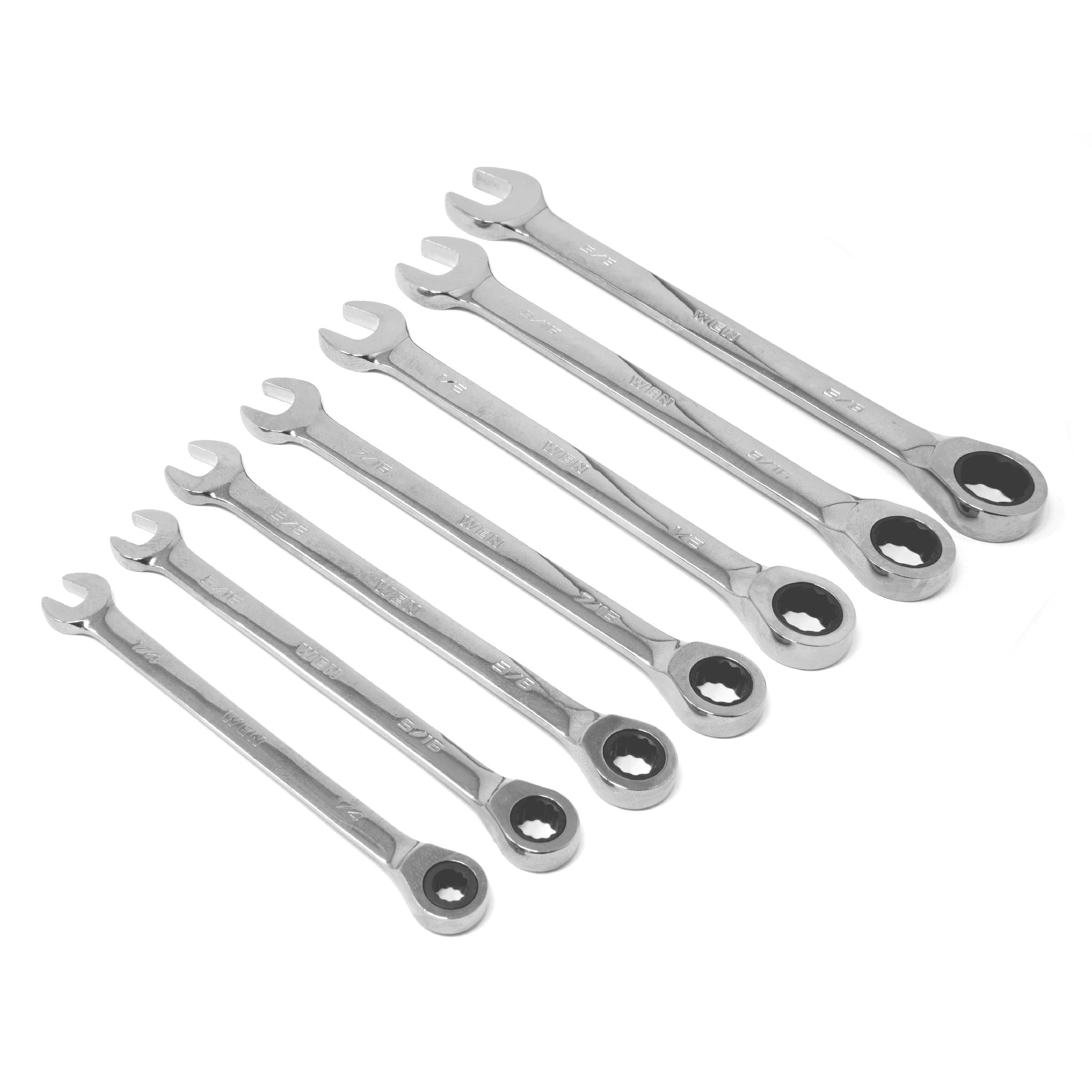 WEN WR131A 13-Piece Professional Grade Ratcheting SAE Combination Wrench Set with Storage Rack - Perfect for Automotive Repair, DIY Projects & Home Maintenance