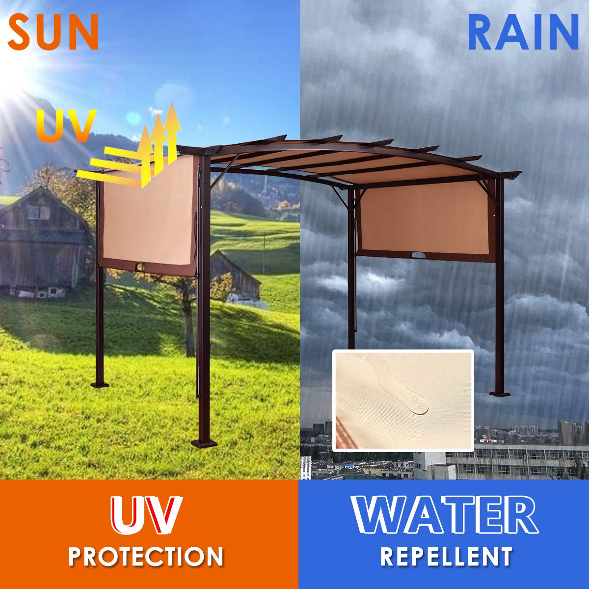FANTASK Heavy Duty Metal Frame Garden Gazebo with Canopy Cover - Outdoor Patio Pavilion, Pergola & Beach Sunshade Tent for BBQ, Parties, Picnics & Backyard Relaxation | Perfect for Summer Gatherings, Poolside Lounging & Outdoor Entertaining