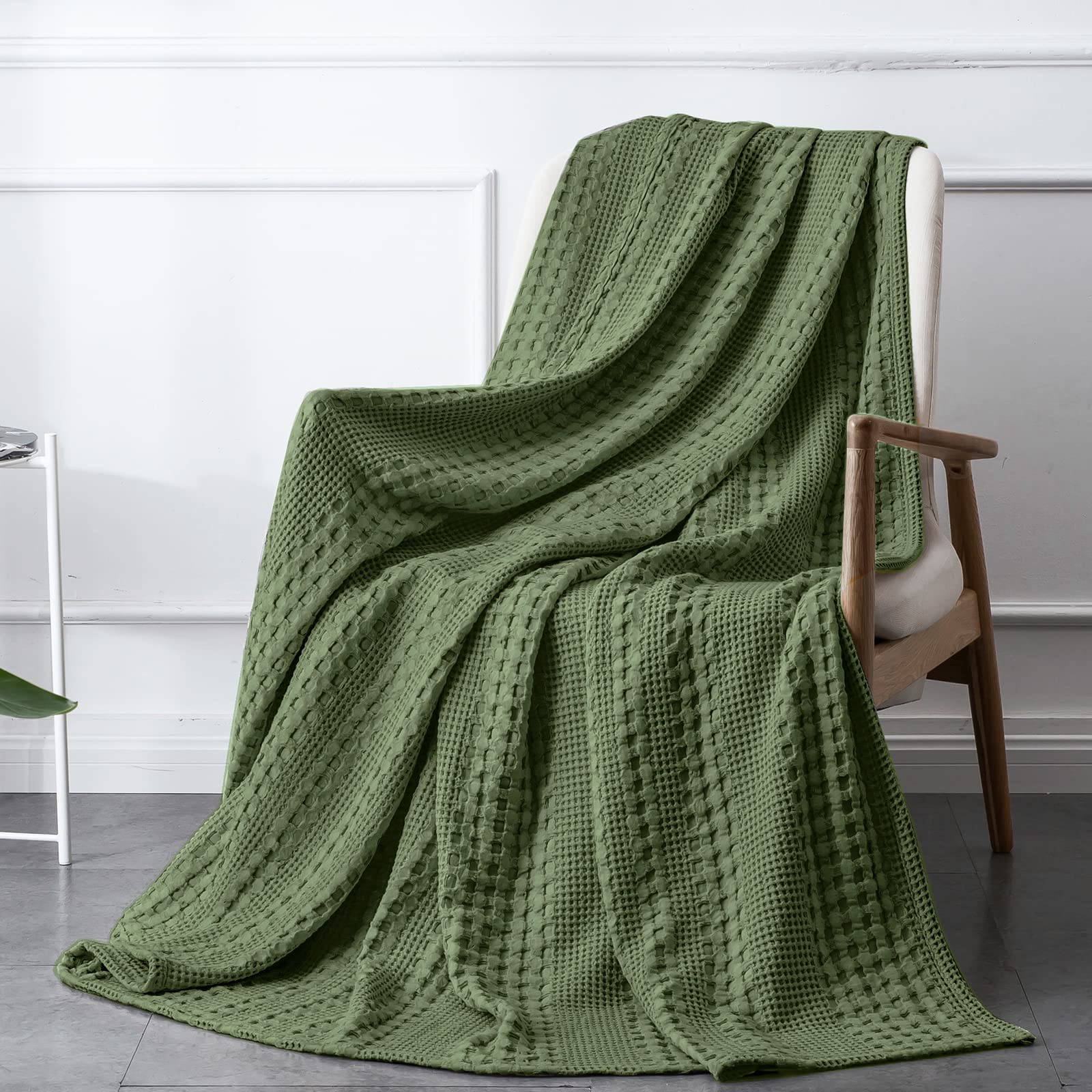 100% Cotton Waffle Weave Throw Blanket - Ultra Soft Lightweight Blanket for All Seasons - Breathable & Skin-Friendly Couch Blanket for Bed, Sofa, Office (50