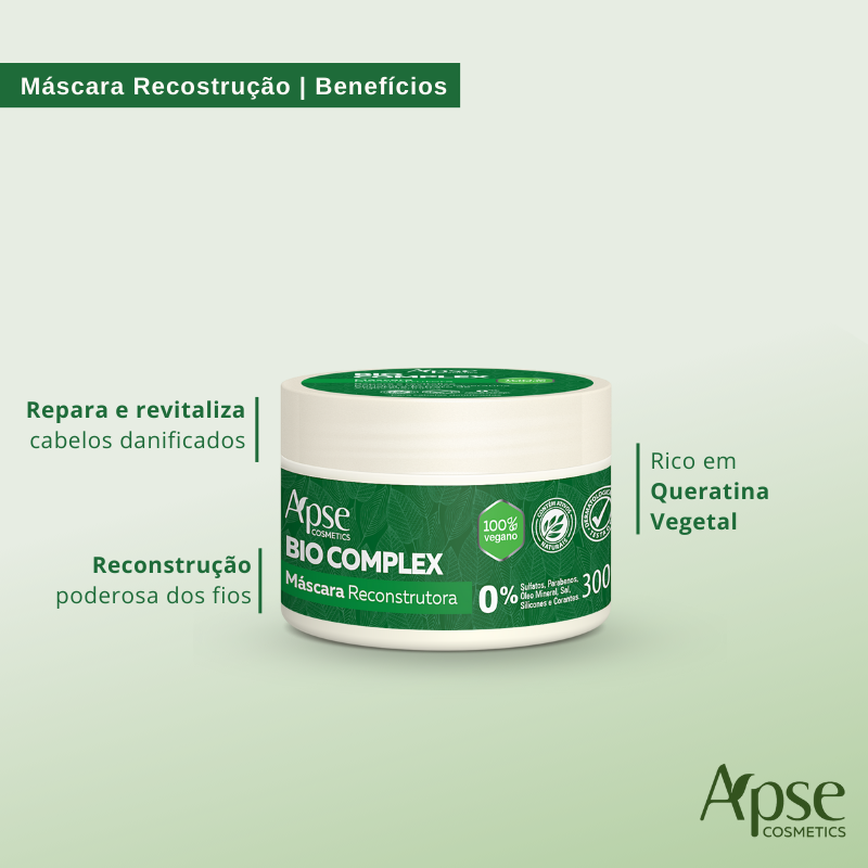 Apse Cosmetics Bio Complex Reconstruction Mask - 10.58 oz Deep Conditioning Hair Treatment for Damaged Hair | Repair & Hydrate Dry, Brittle Hair - Perfect for Salon-Quality Results at Home