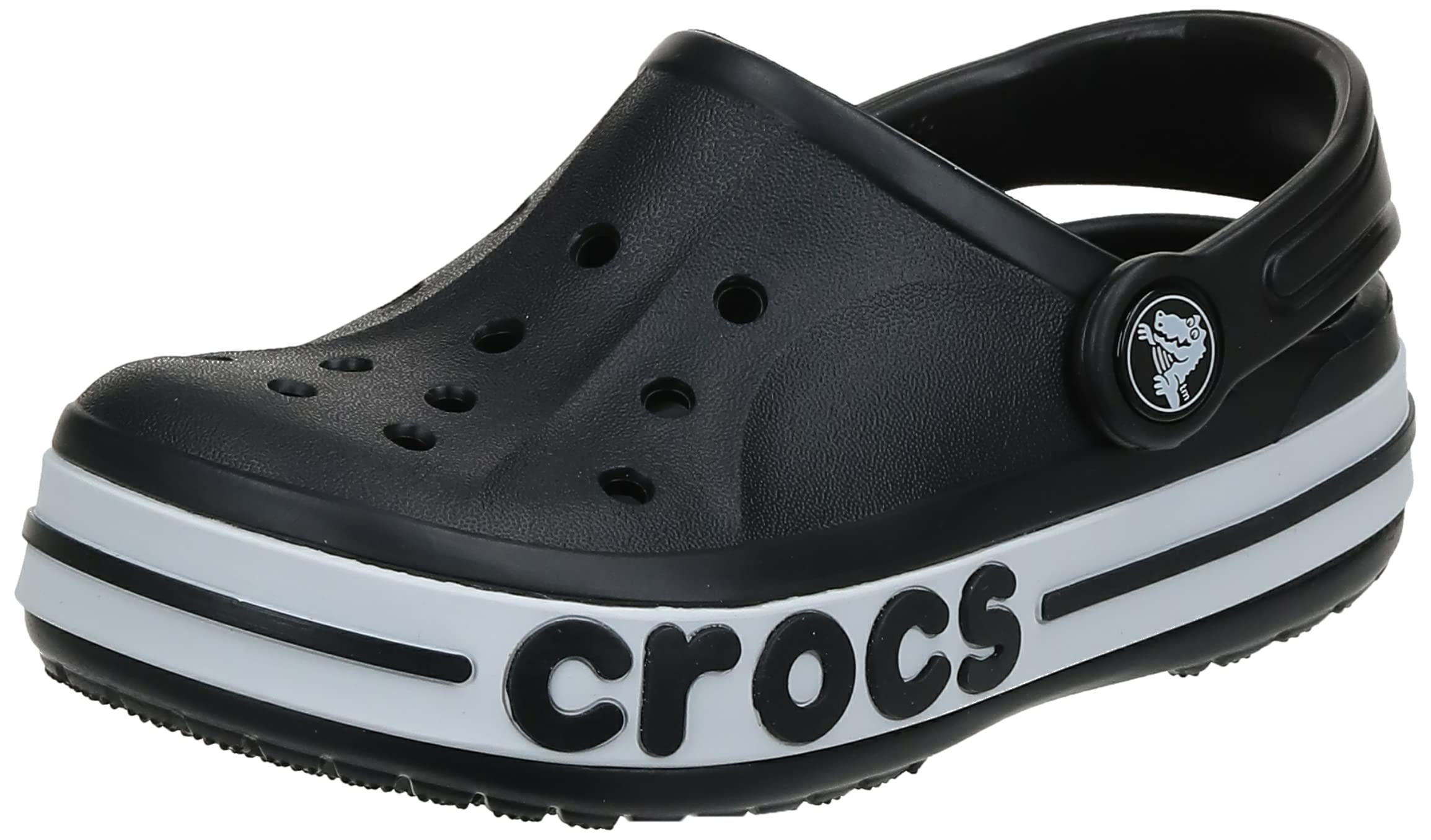 Crocs Unisex Kids Bayaband Clog - Comfortable Water Shoes for Boys & Girls, Black (US Size J3) - Perfect for Beach, Pool, and Outdoor Play