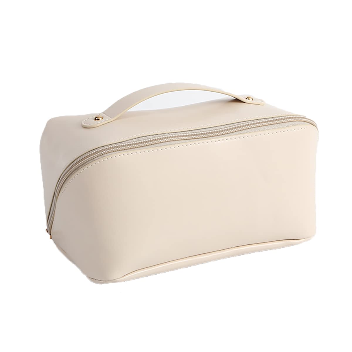 2022 New Large Capacity Travel Makeup Bag Organizer - Waterproof PU Leather Cosmetic Case with Handle & Divider, Perfect for Skincare, Toiletries & Cosmetics Storage - Ideal for Travel, Gym & Daily Use (White)