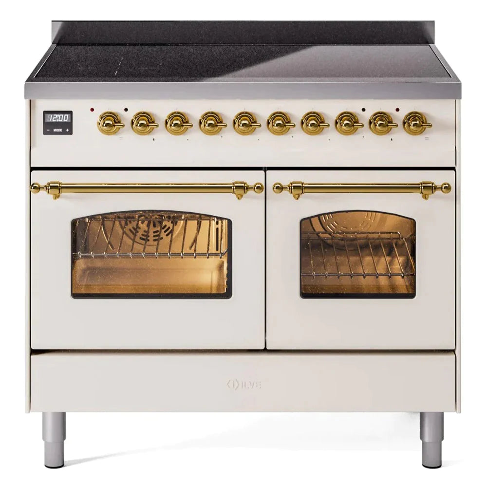 ILVE 40 Nostalgie II Series Freestanding Electric Double Oven Range - 6 Burners, Triple Glass Cool Door, Convection Oven, TFT Display & Child Lock | Perfect for Home Kitchens & Professional Chefs (Model UPDI406NMP)