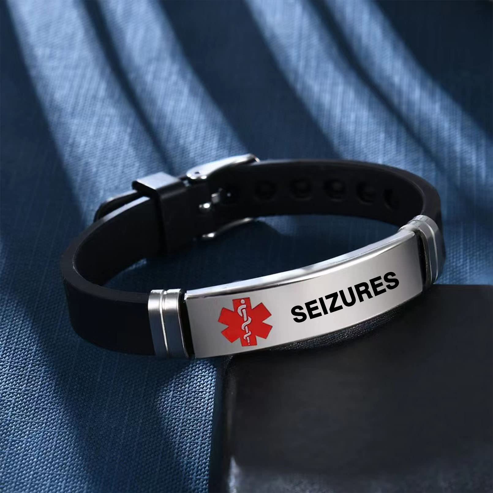 TGLS Red Medical Alert ID Bracelet for Women & Men - Laser Engraved Stainless Steel with Adjustable Silicone Band - Emergency Health Monitoring for Kidney Failure, Diabetes & Allergies - Perfect for Elderly Care & First Aid Situations