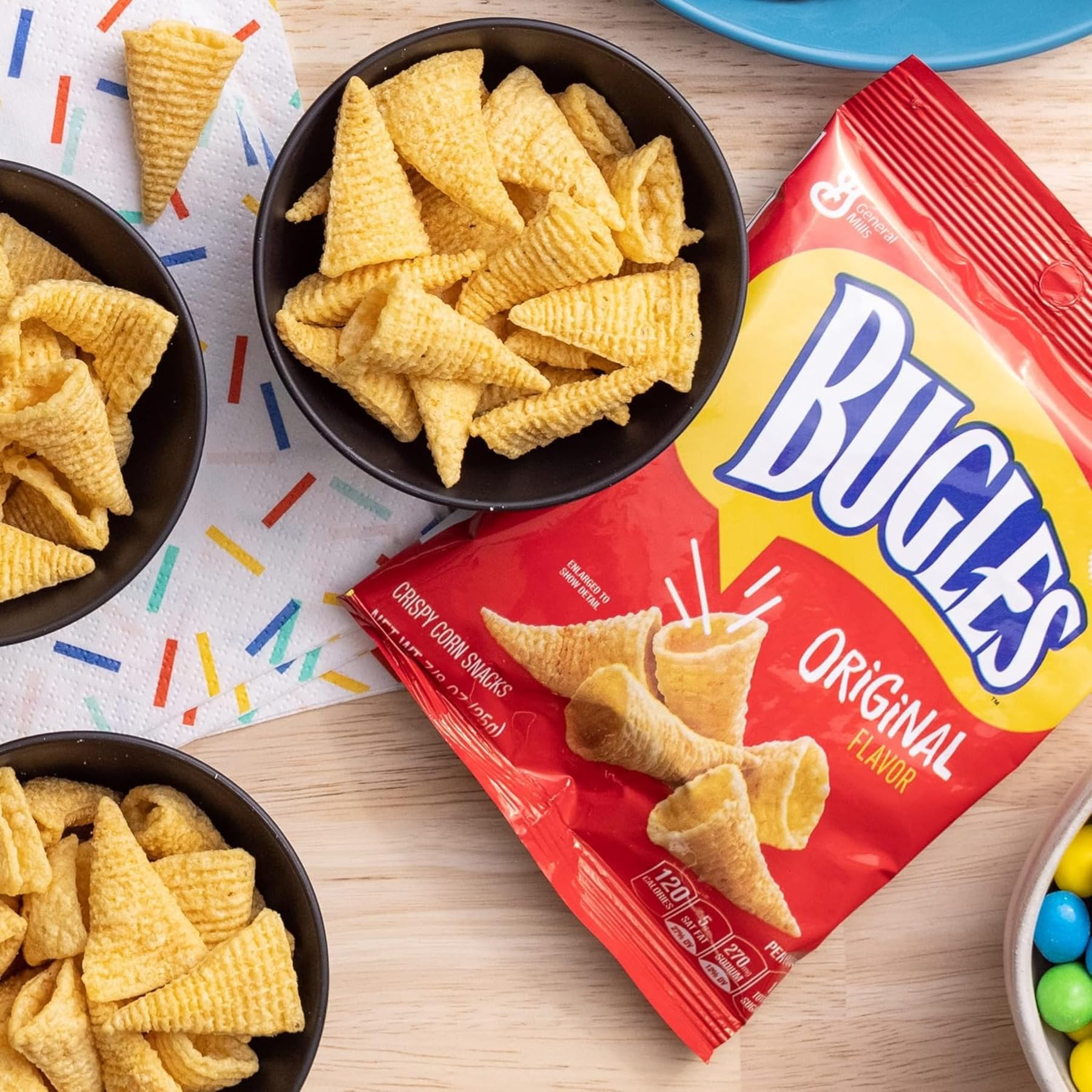 Original Flavor Bugles Crispy Corn Snacks Multipack - 10 Count Resealable Bags for On-the-Go Snacking, Parties & Road Trips