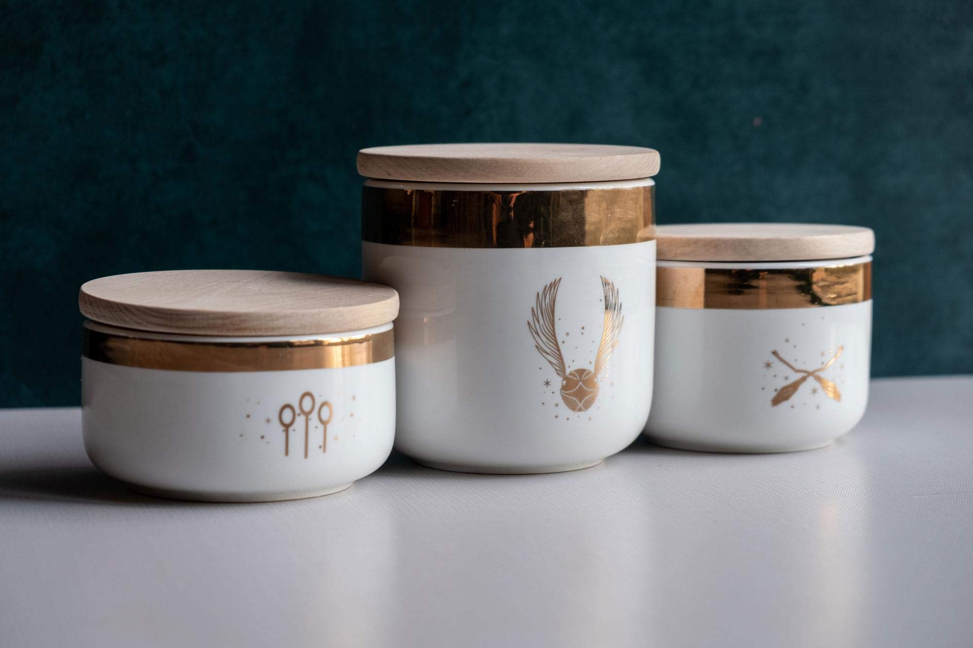 Harry Potter Quidditch Ceramic Storage Jars 3-Pack - Airtight Food Containers for Cookies, Candy, Spice, Flour & Sugar - Kitchen Canisters Set with Lids - Perfect for Harry Potter Fans, Baking & Pantry Organization