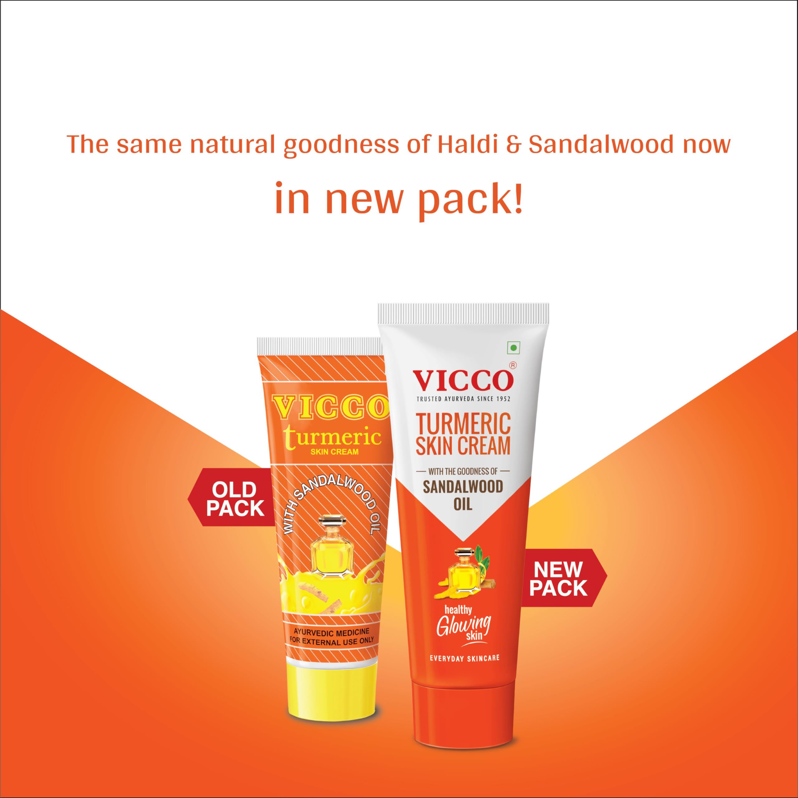 Vicco Turmeric Skin Cream - 100% Natural Ayurvedic Face Cream with Turmeric & Sandalwood Oil for Glowing, Even Skin Tone | All Skin Types | Brightening & Moisturizing | 70g x 4 Pack | Perfect for Daily Skincare Routine & Dark Spot Treatment