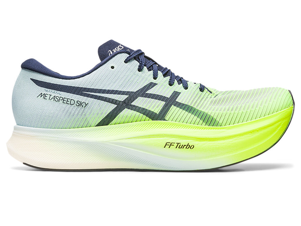 ASICS Men's Metaspeed Sky+ Running Shoes - Hazard Green/Sky, Size 10.5 D Medium - Lightweight Performance Running Sneakers for Marathon Training & Road Racing