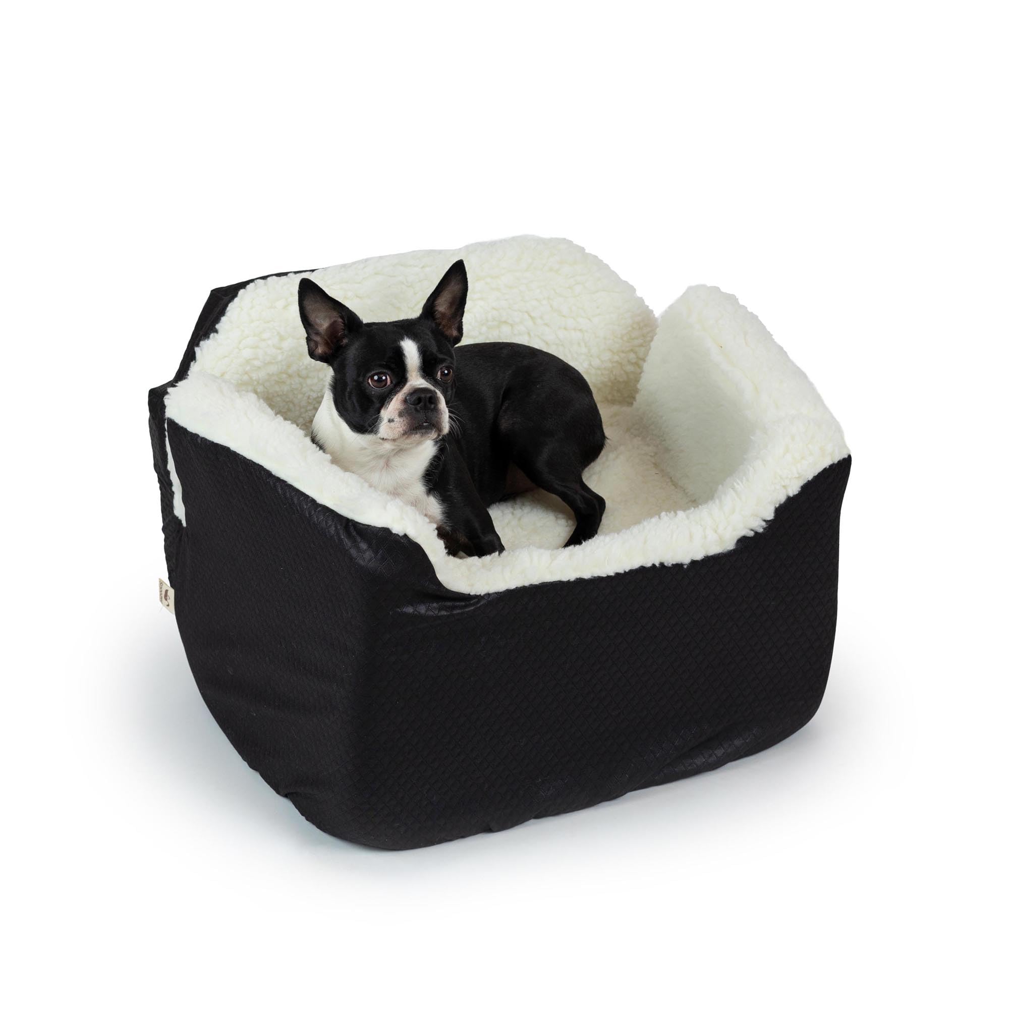 Snoozer Lookout I Dog Booster Car Seat for Small Dogs Under 25lbs - Medium Size Black Diamond Pet Car Seat to Prevent Motion Sickness - Removable Washable Cover - Perfect for Road Trips and Vet Visits
