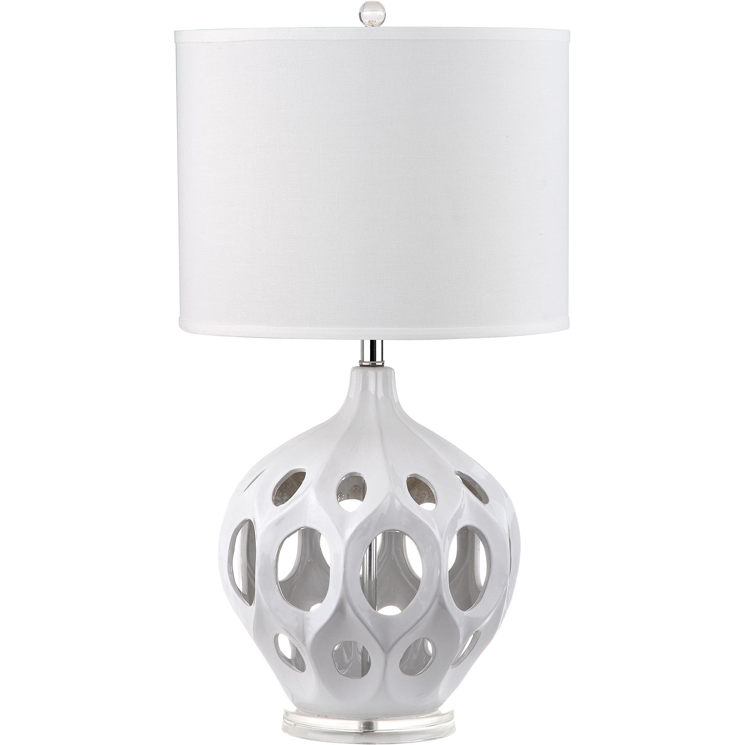 SAFAVIEH Regina Modern Farmhouse White Ceramic Table Lamp - 29 Inch LED Desk Lamp for Bedroom, Living Room & Home Office (Bulb Included) | Perfect for Nightstand, Reading Nook & Cozy Ambience