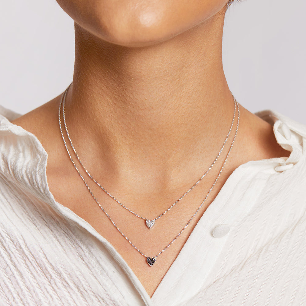 Sparkling Diamond Pave Heart Pendant Necklace in Sterling Silver - Perfect for Valentine's Day Gifts, Anniversary Presents & Romantic Occasions