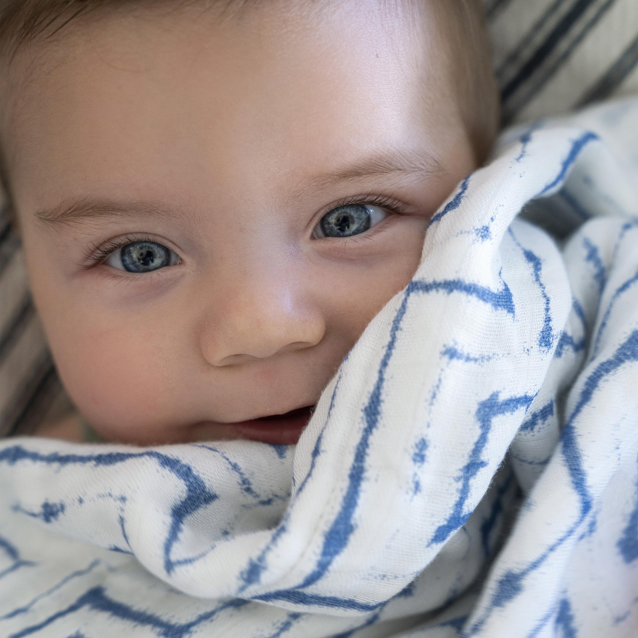 aden + anais Silky Soft Dream Blanket - Premium Baby Swaddle Blanket for Newborns & Toddlers - Breathable & Lightweight - Indigo Blue - Perfect for Nursery, Stroller & Travel