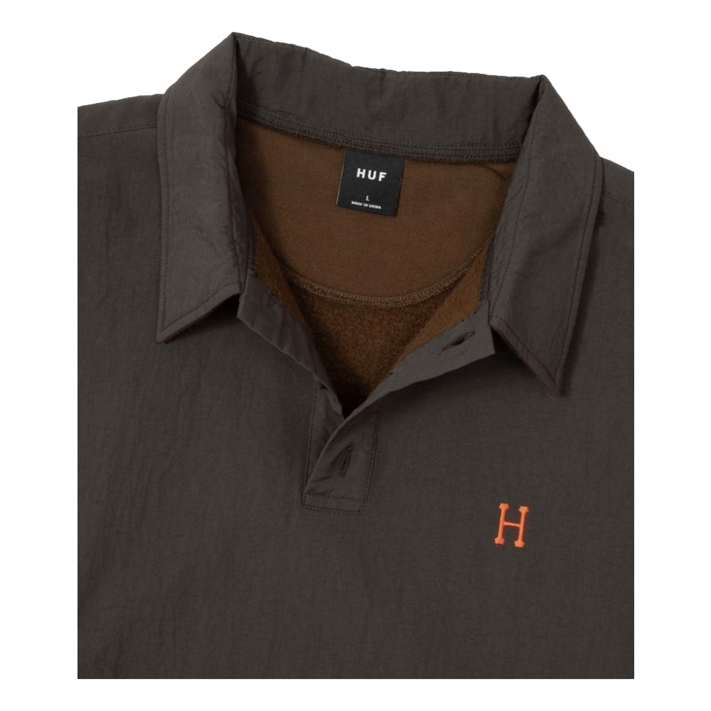 HUF JP HUF Forever Polo Fleece Shirt - Brown Men's Casual Pullover for Streetwear & Everyday Comfort