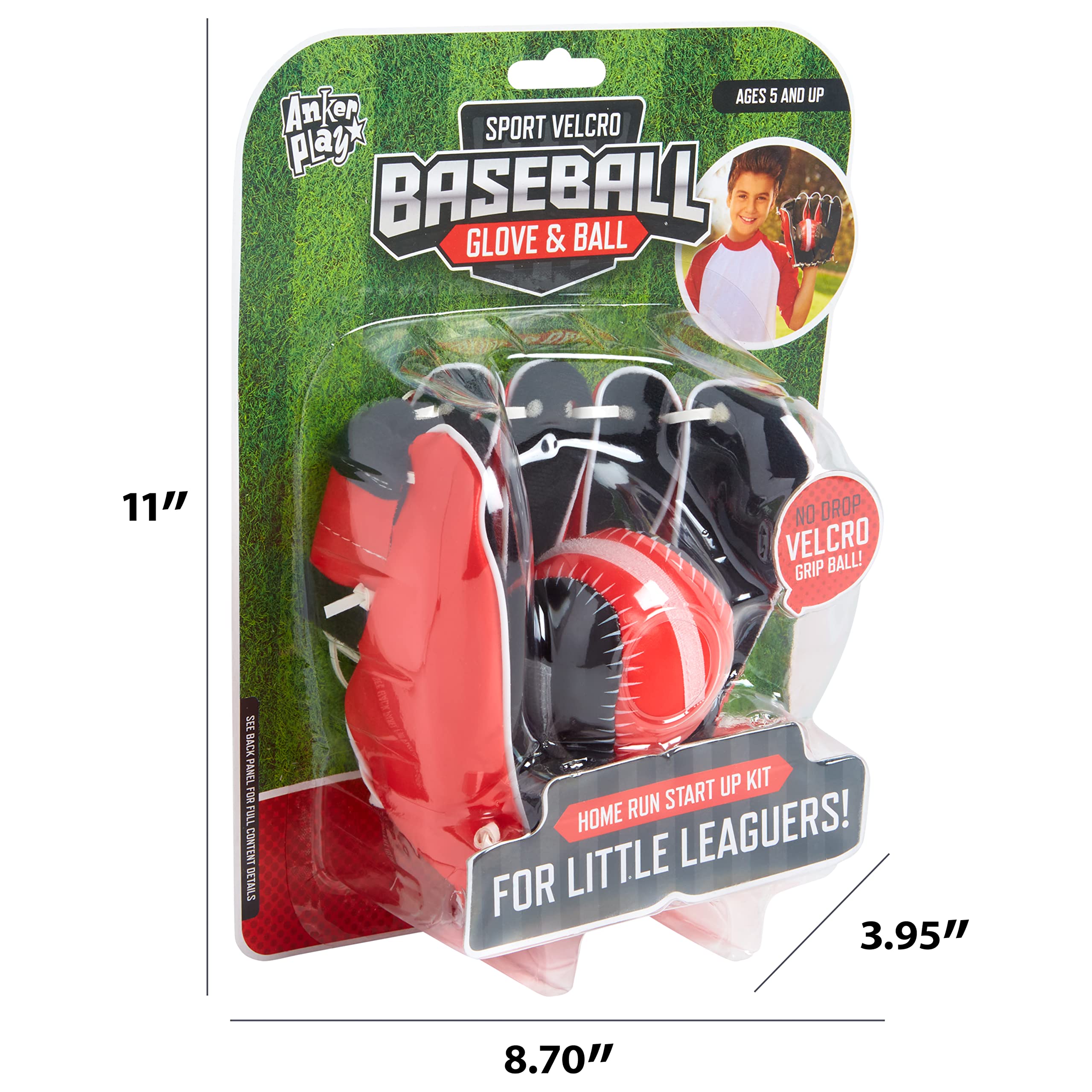 Youth Velcro Baseball Glove & Ball Set for Kids - Adjustable Practice Training Kit for Boys & Girls - Perfect for Little League, Backyard Practice & Baseball Skill Development - Great Gift for Young Players Learning to Hit Home Runs