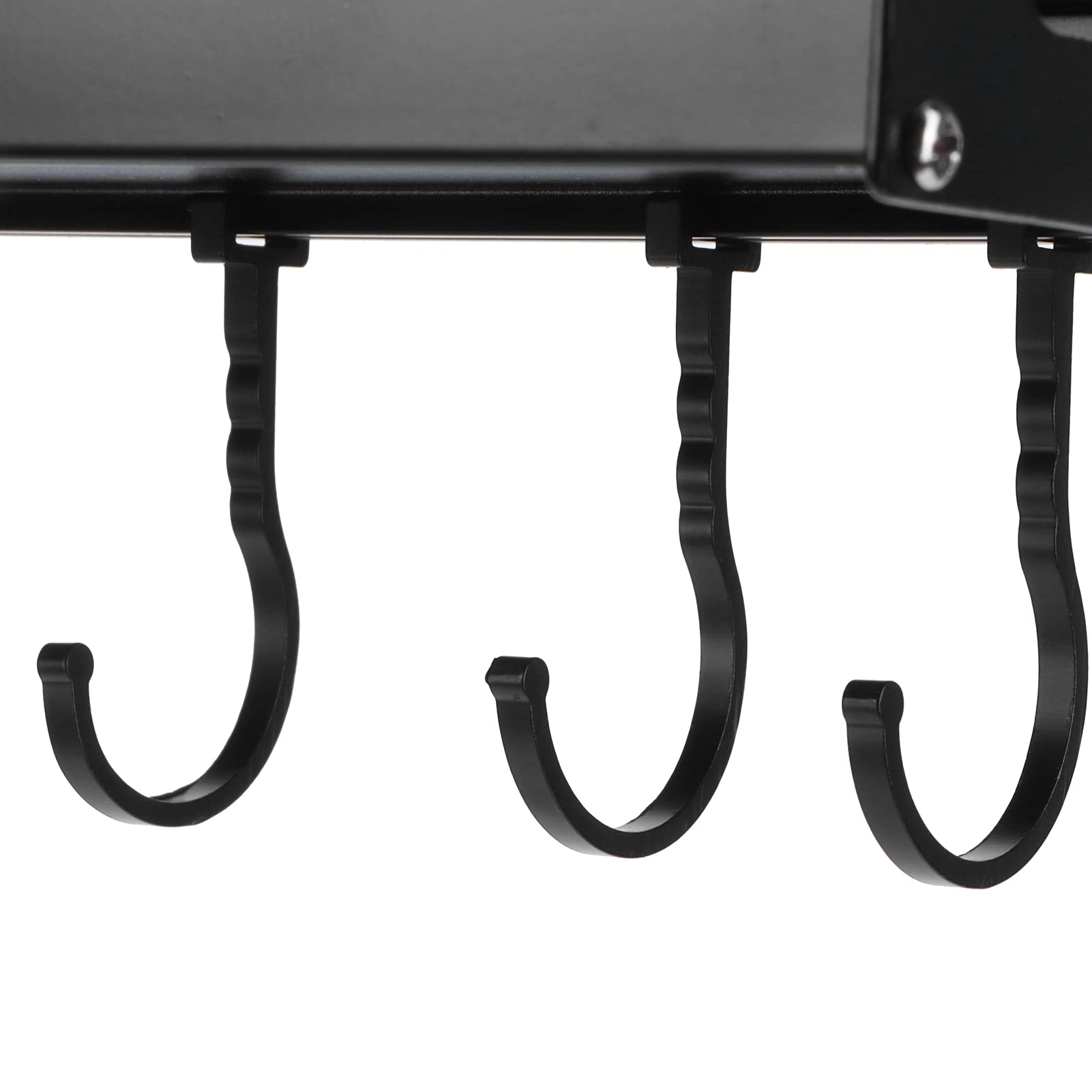Ubersweet® Multi-Purpose Black Spice Rack with 6 Hooks - Wall Mounted Kitchen Organizer for Towels, Utensils & Spices | Perfect for Small Spaces & Apartment Living
