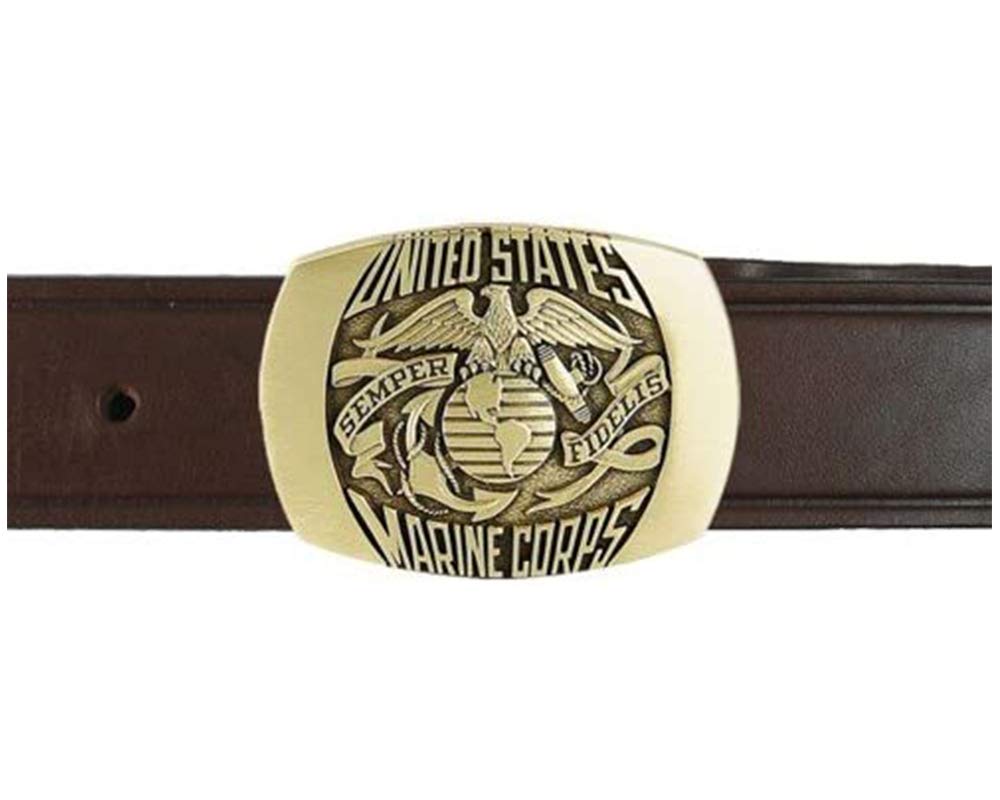 Indiana Metal Craft US Marine Corps Belt & Buckle Set - Premium Quality, Made in USA - Perfect for Military Enthusiasts, Veterans & Patriotic Gifts