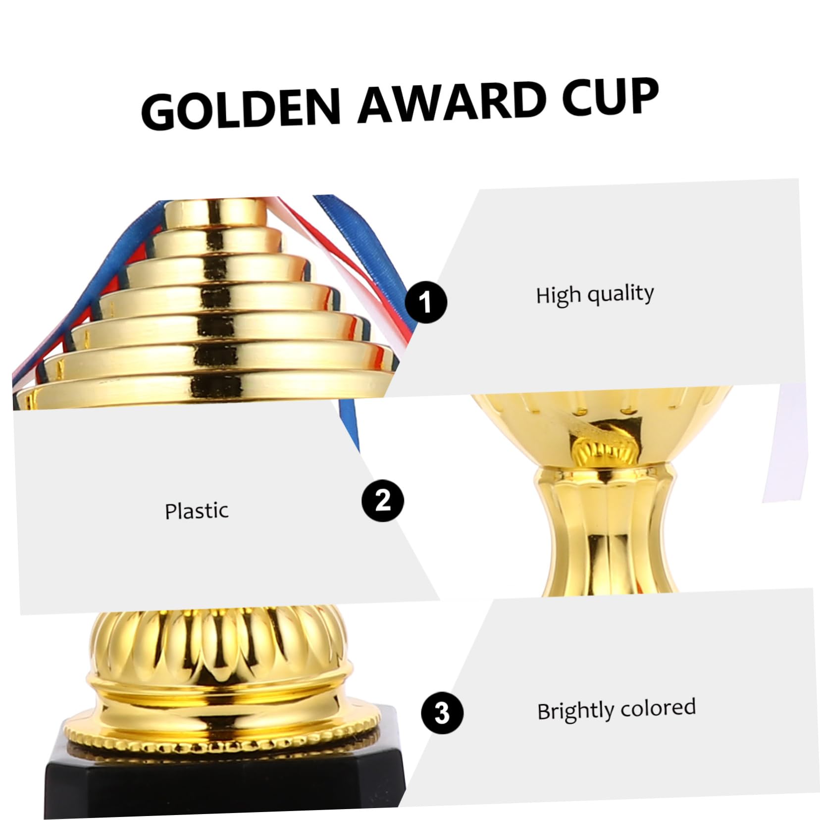 WESIEVYA Mini Gold Plastic Trophy Award - Reusable Winner Prize for Football Soccer Sports, Kids Party Favors, Team Recognition & Achievement Awards - Perfect for Tournaments, School Events & Office Incentives