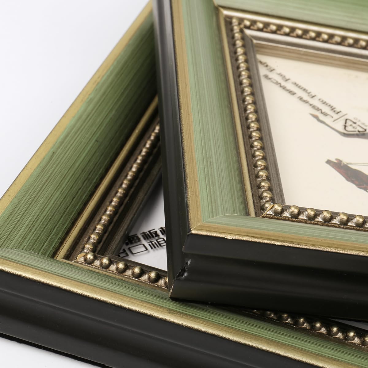 Vintage 4x6 Wood Picture Frame - Green with Glass for Wall or Table Display