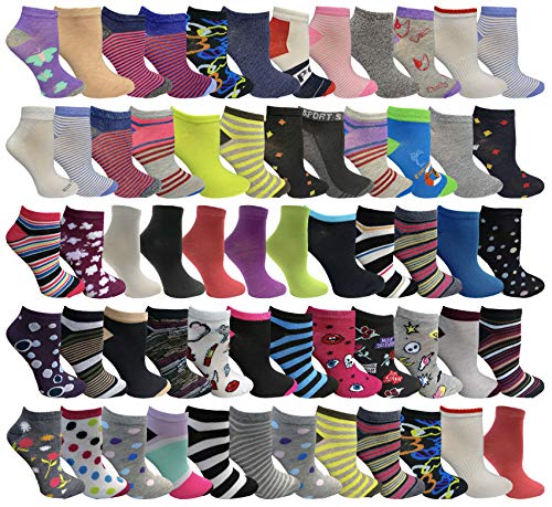 60 Pairs Womens 60 Pairs Patterned Size 9-11
