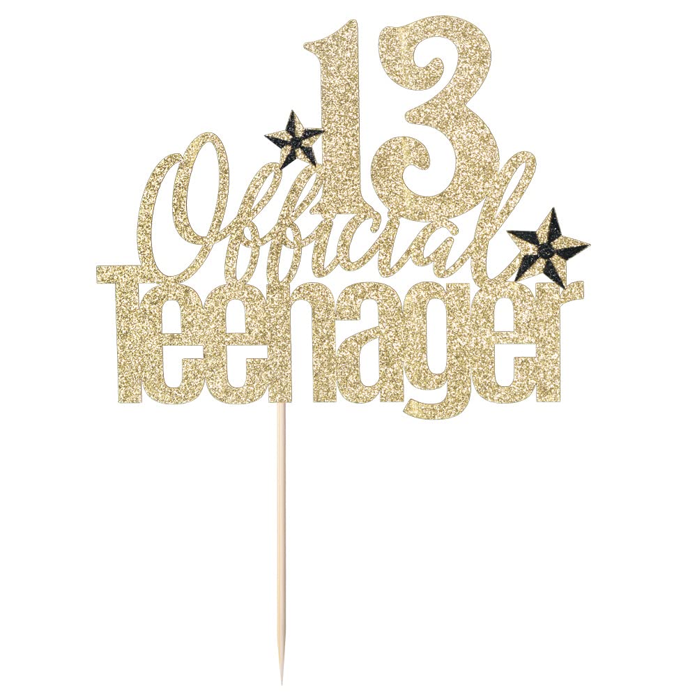13th Birthday Cake Topper - Gold Teenager Cake Decoration for Boys & Girls | Hello 13 & Cheers to 13 Years Party Supplies | Perfect for Sweet 16 Celebrations, Milestone Birthdays & Teen Parties