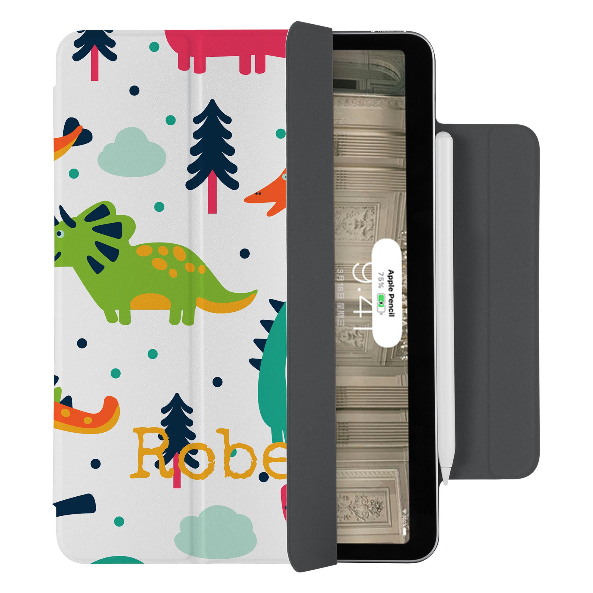 Durable iPad SlimFit Case with Dinosaur Design - Lightweight Protective Cover for iPad 6/7/8/9/10.2 Inch - Perfect for School, Work, and Travel
