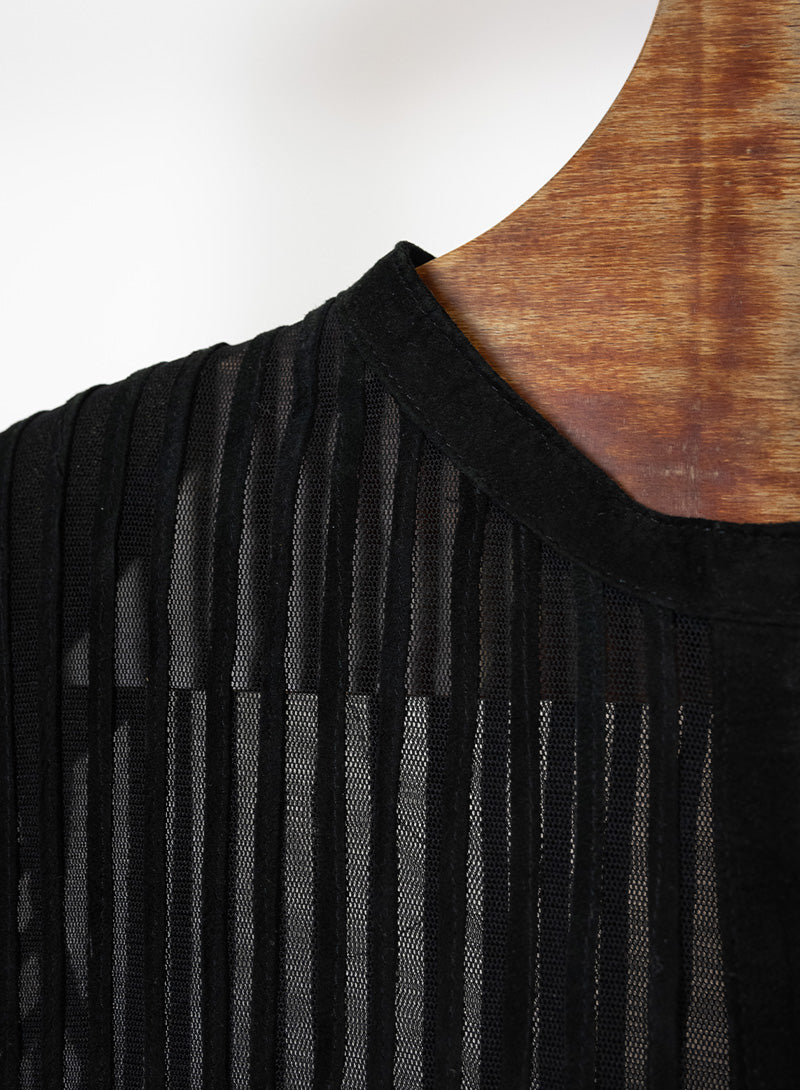Black Suede Fringe Caban Romantic Spolverino Coat Size 44 - Perfect for Date Nights & Winter Fashion