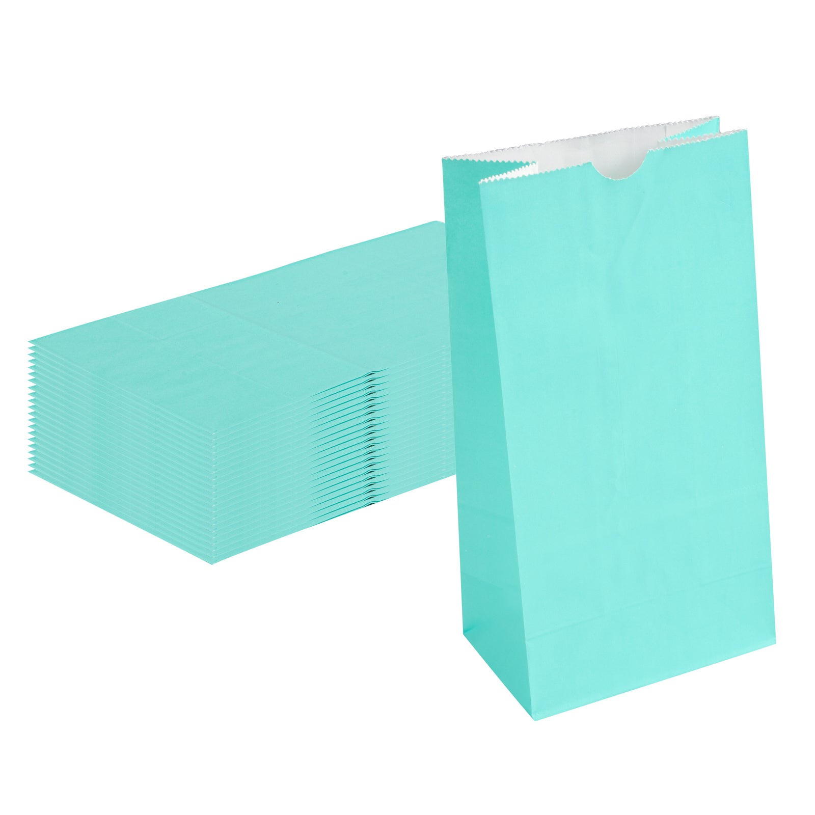 Premium Turquoise Paper Bags - 4 lb Capacity, 5 x 3.25 x 9.5 Inches - Pack of 100 - Perfect for Gift Wrapping, Party Favors & Retail Packaging