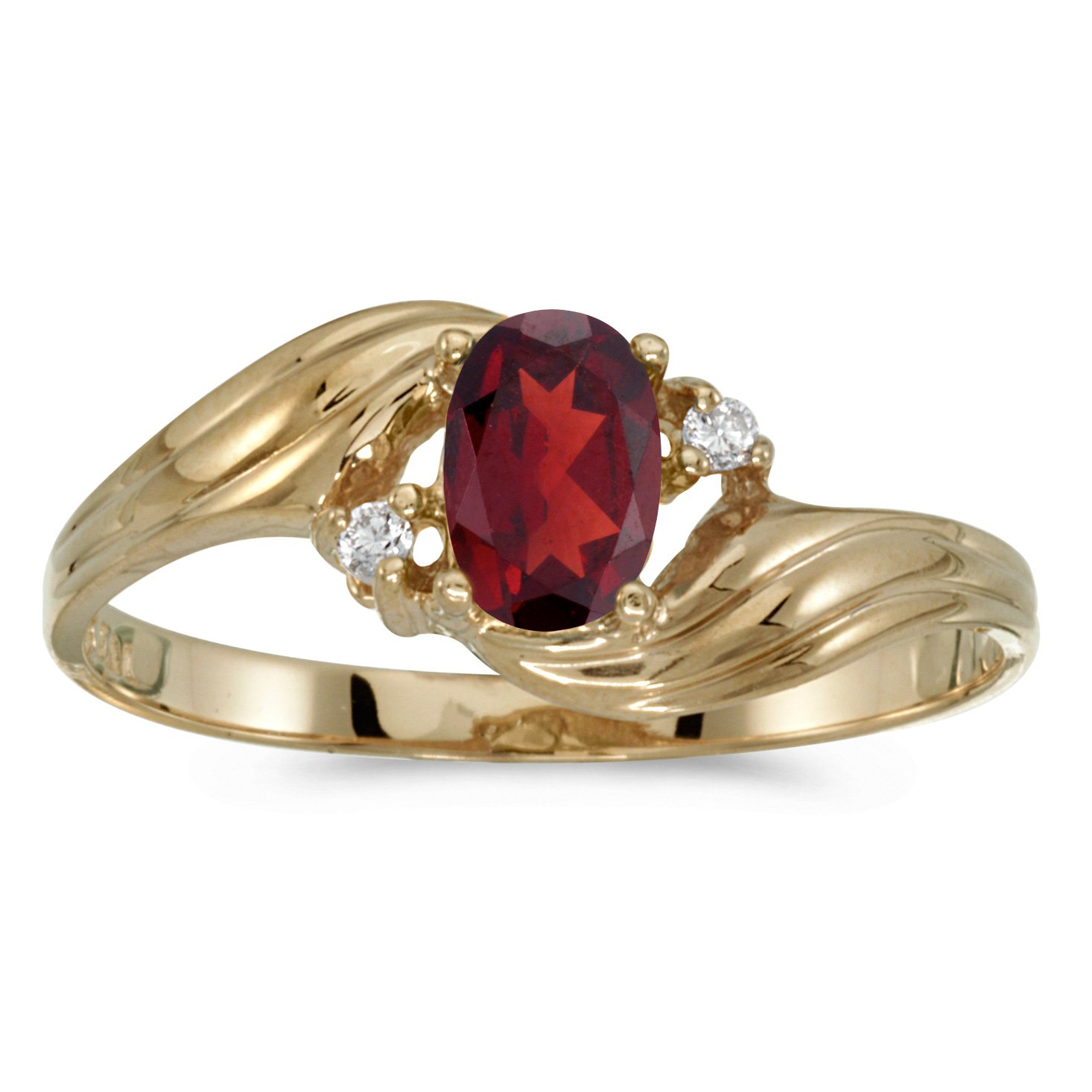 10K Yellow Gold Oval Garnet and Diamond Ring for Women - Elegant Vintage Style Jewelry Gift for Anniversary, Engagement, or Special Occasion