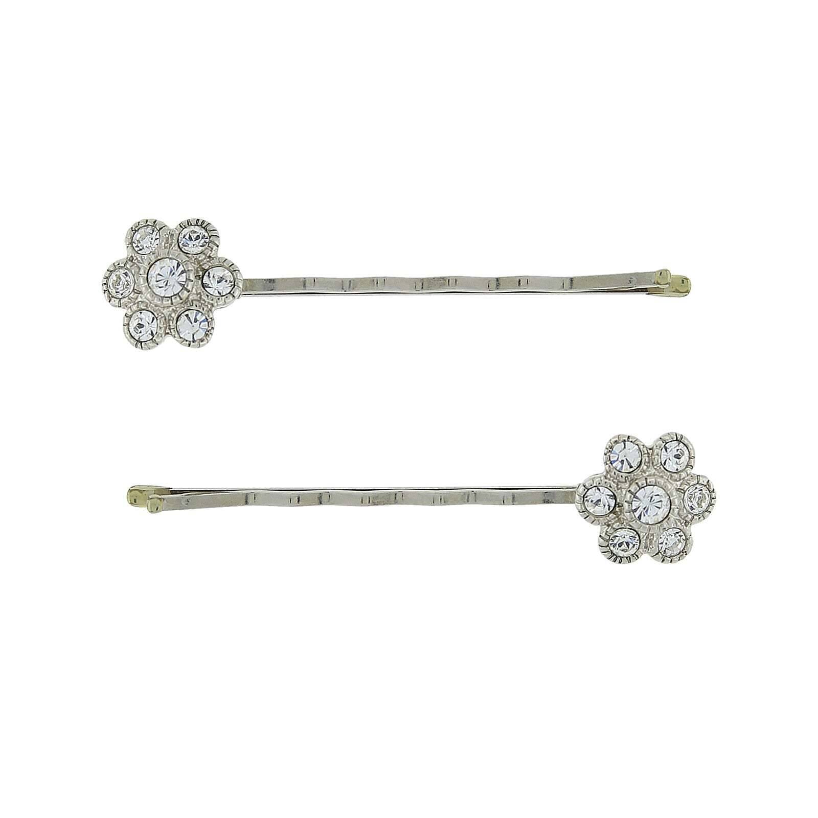 1928 Clear Crystal Flower Hair Bobby Pins Set - Elegant Bridal Hair Accessories for Weddings, Prom & Special Occasions