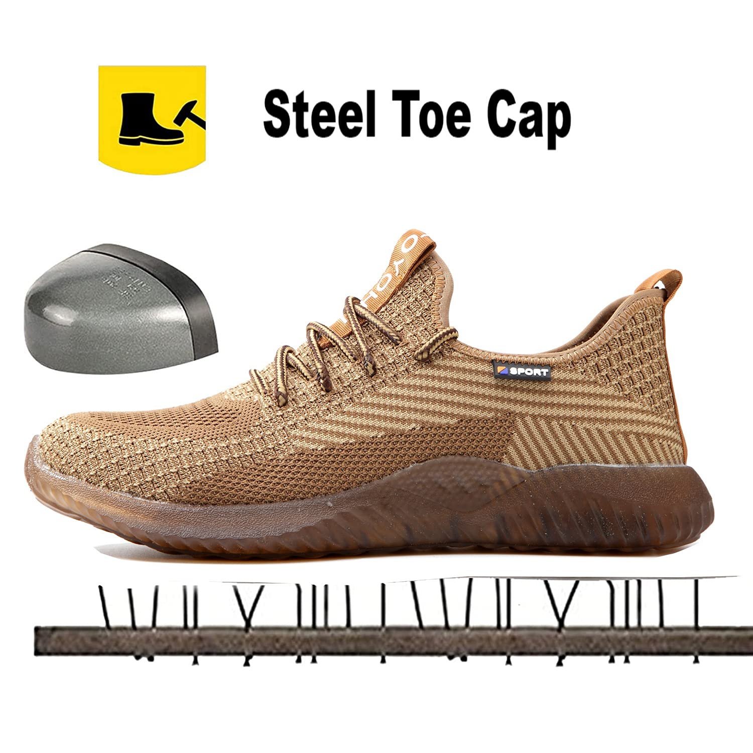 Drecage Steel Toe Work Boots for Men & Women - Breathable Safety Shoes with Puncture Proof Protection - OSHA Compliant Industrial Construction Footwear for Warehouse, Factory & Outdoor Work