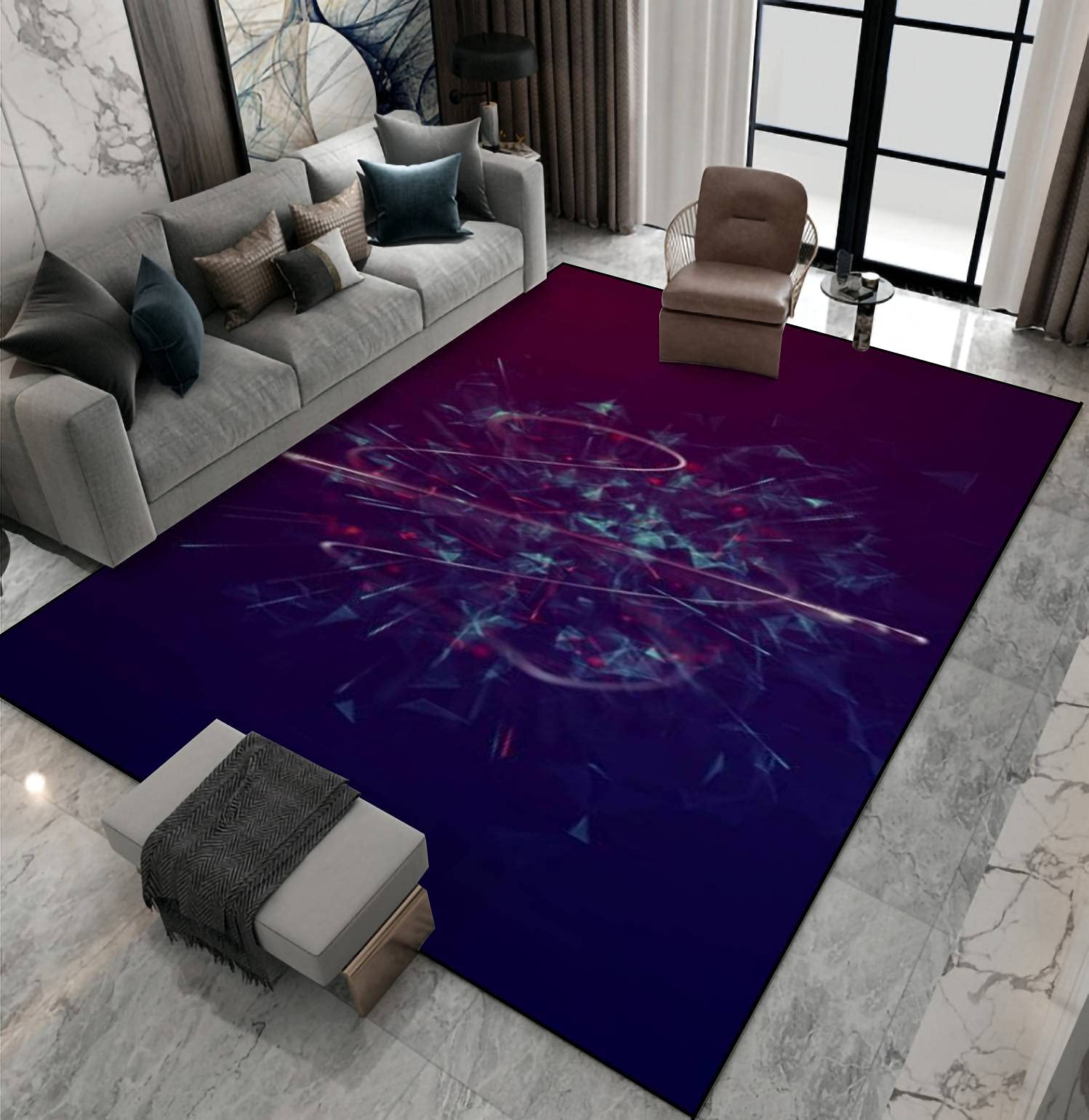Non-Slip Area Rug - Abstract Energy Design Indoor/Outdoor Floor Mat for Living Room, Bedroom, Kids Room, Yoga Studio & Patio - Durable Home Decor Carpet Runner & Doormat
