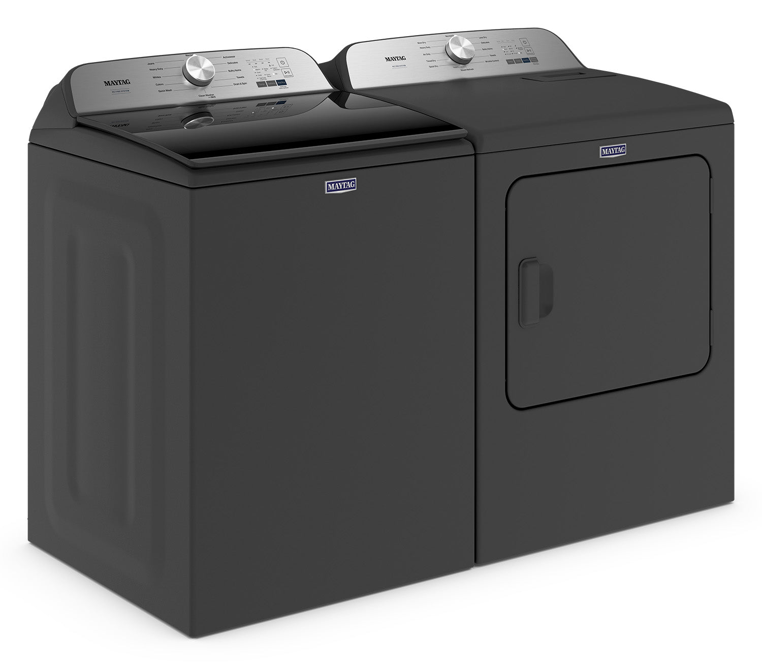Maytag Volcano Black 5.4 cu. ft. Top Load Washer & 7.0 cu. ft. Gas Dryer Set (MVW6500MBK/MGD6500MBK) - Heavy Duty Laundry for Large Families & Commercial Use