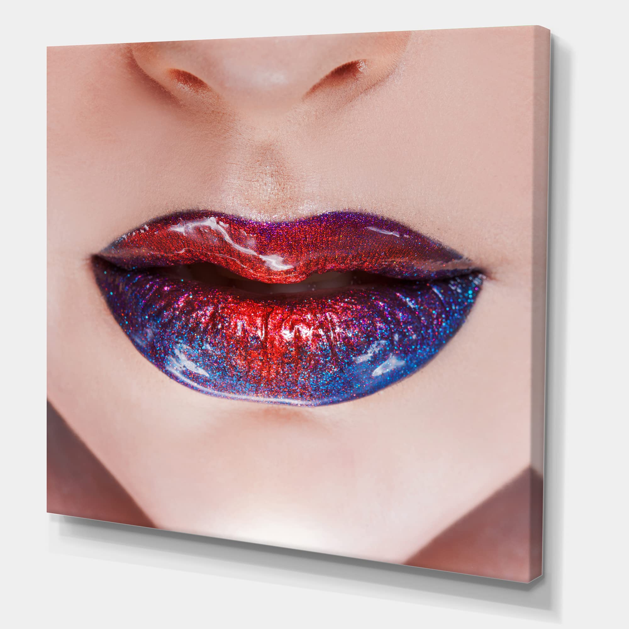 DesignQ Modern Canvas Wall Art - Beautiful Women Lips with Bright Lipstick - Perfect for Living Room, Bedroom & Office Decor