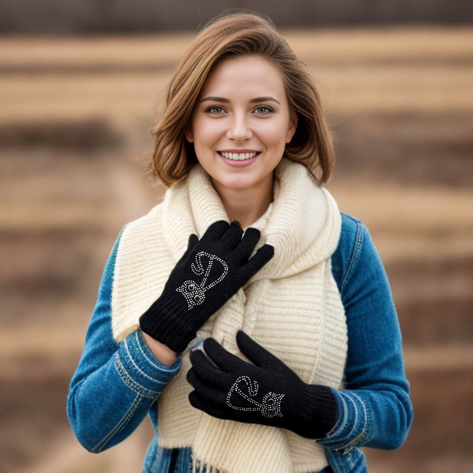 Black Cat Gloves - Warm Winter Gloves for Women & Men - Perfect for Outdoor Activities, Running, Hiking, and Cold Weather