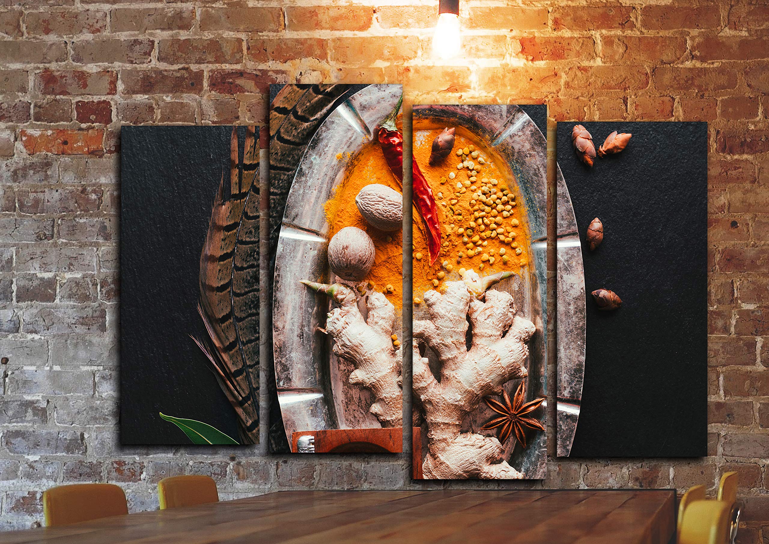 4-Piece Spice & Herb Canvas Wall Art Set - Pepper & Condiment Kitchen Decor Painting (32x44 in) - Perfect for Home, Restaurant & Cooking-Themed Spaces