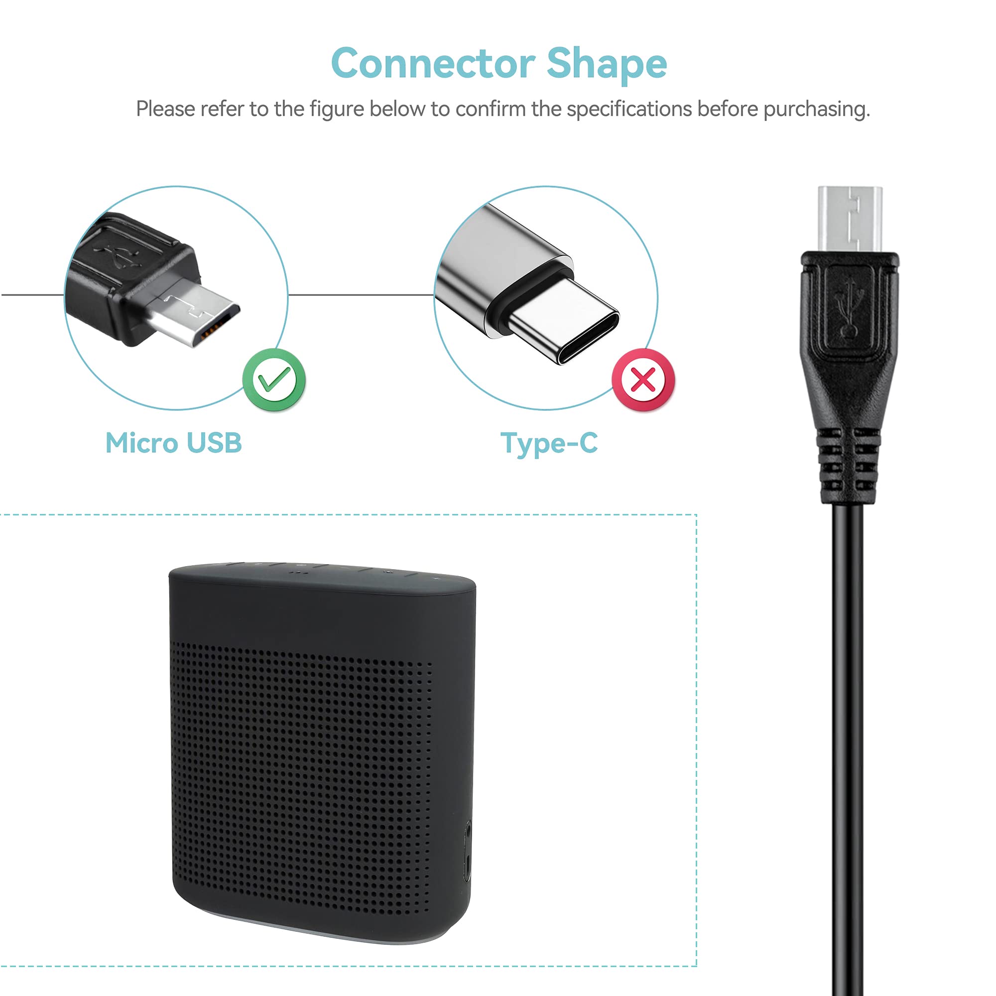 6FT USB Charger Cable for Jawbone Icon & Rogue Bluetooth Headsets - Fast Charging Cord for PC, Laptop, Car & Home Use