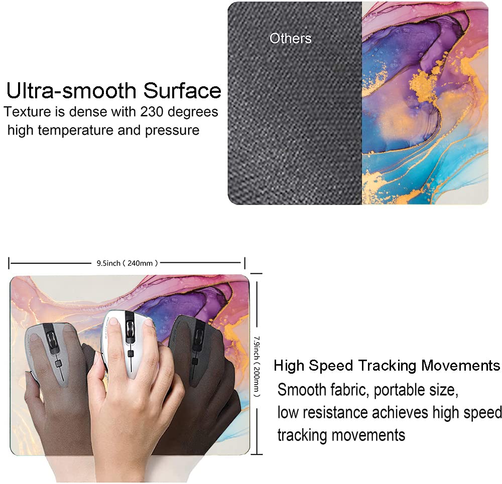 Premium Abstract Marble Mouse Pad - Non-Slip Rubber Base Washable Cloth Mousepad for Office Laptop & Wireless Mouse | Ergonomic Desk Accessory for Work, Gaming & Home Office Setup