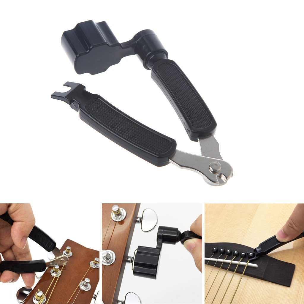 3 in 1 Guitar String Winder, String Cutter & Bridge Pin Puller - Professional Guitar Repair Tool Kit for Acoustic & Electric Guitars - Perfect for String Changes & Maintenance