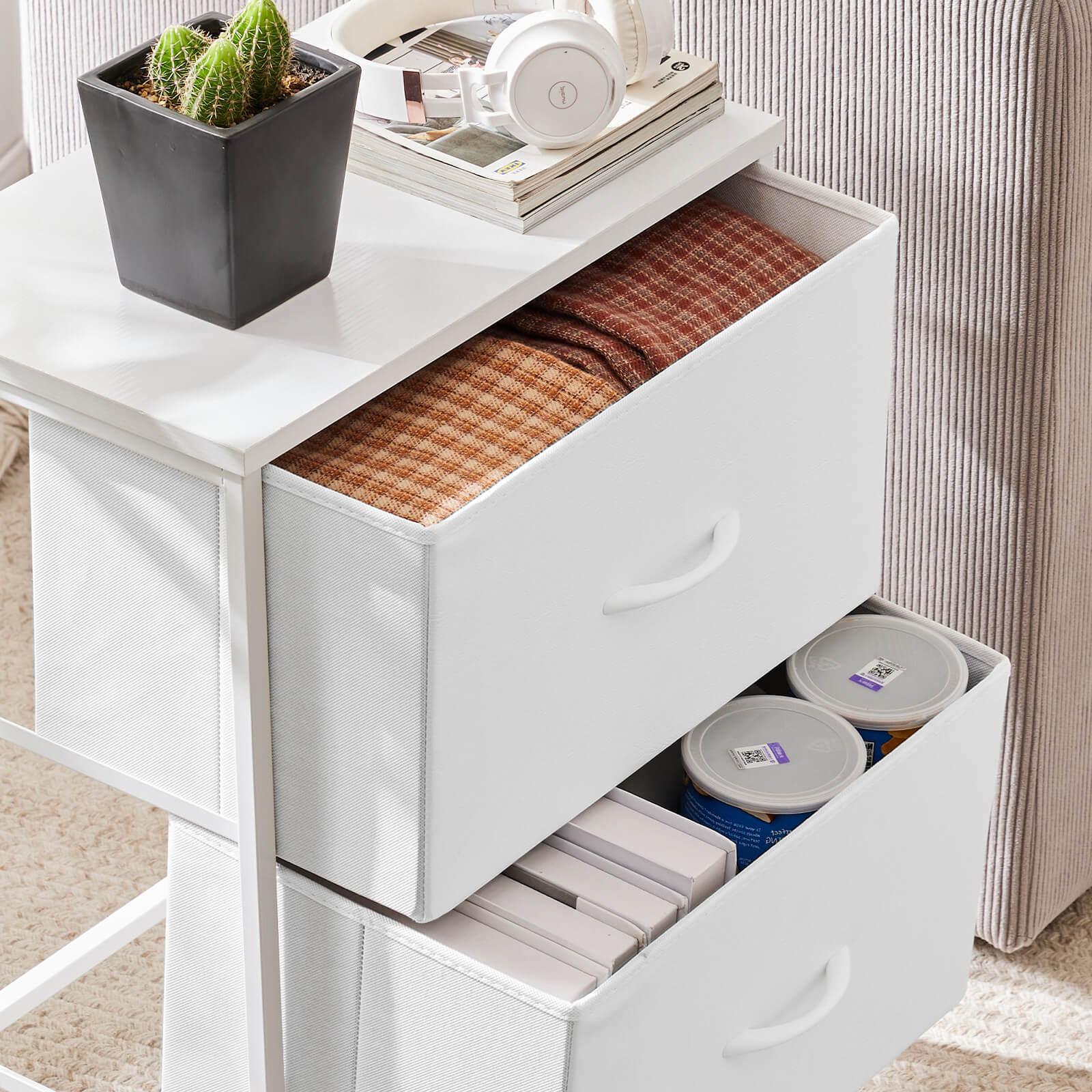 Modern White Dresser with Metal Frame & Wood Top - 2 Drawer Chest for Bedroom, Living Room, or Office Storage | Space-Saving Organizer for Clothes, Linens & Home Essentials