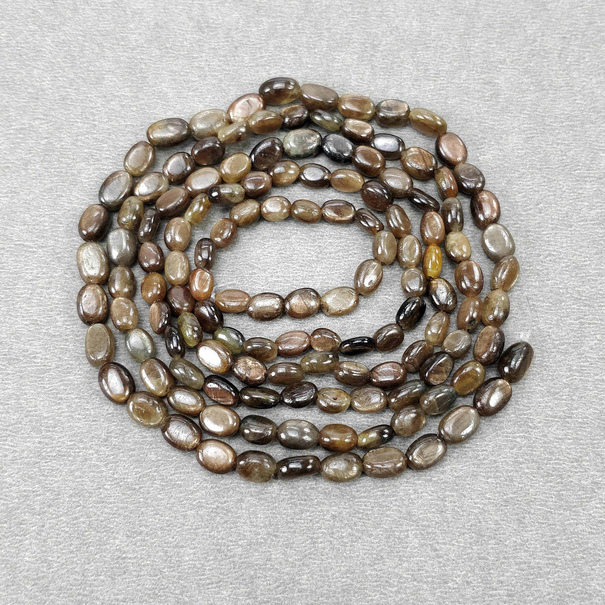Natural Unheated Golden Brown Chocolate Sapphire Gemstone Cabochon Loose Beads - 109.85cts Oval Plain Nuggets (5x4mm, 6.5x5mm) for Jewelry Making, Wire Wrapping, DIY Crafts & Healing Crystal Collections