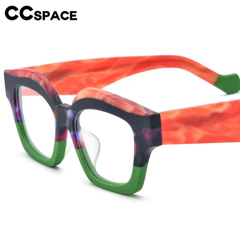 CCspace Unisex Full Rim Square Acetate Eyeglasses 57163 - Stylish & Durable Eyewear for Men & Women | Perfect for Work, Reading & Fashion Accessories