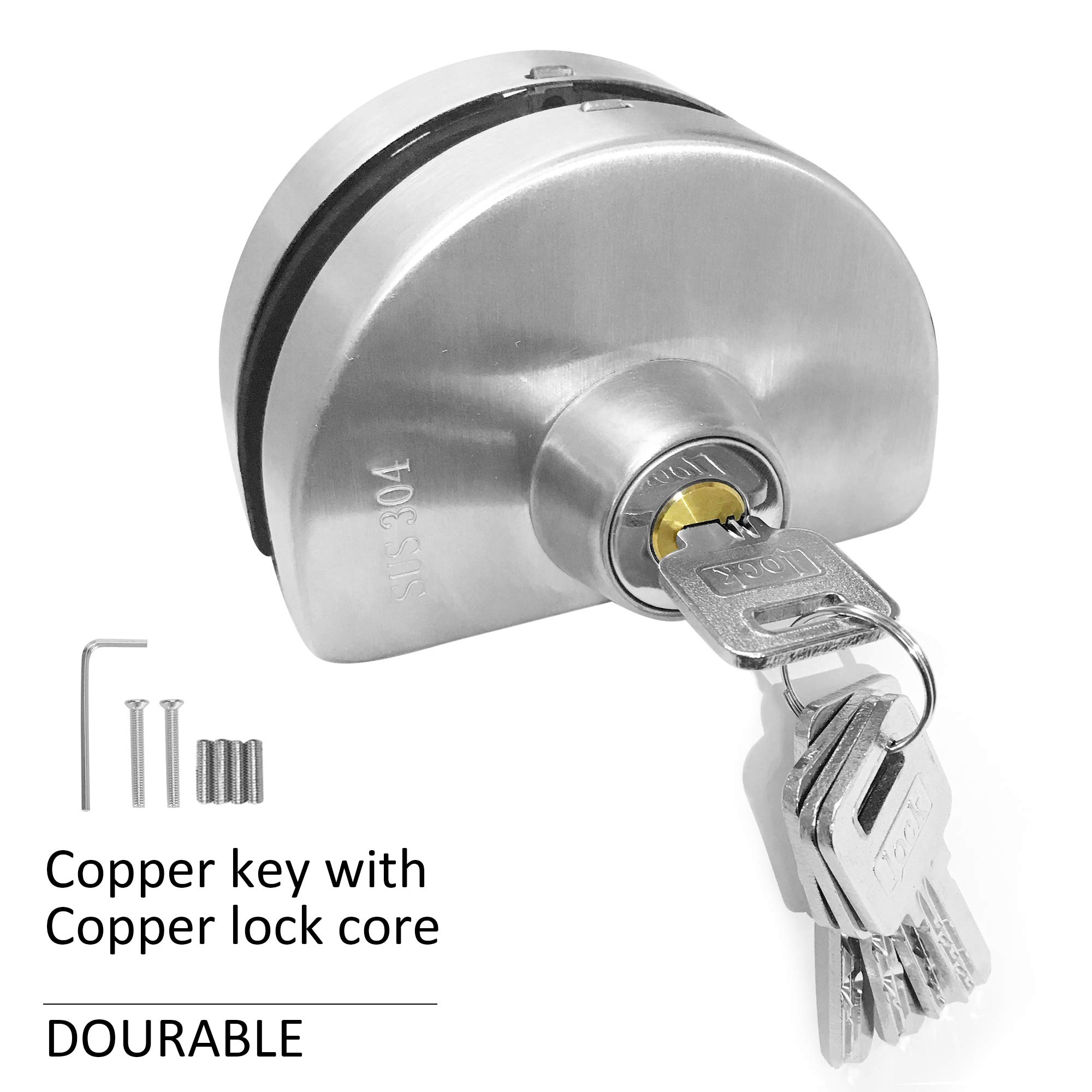 Stainless Steel Glass Door Lock for 10-12mm Glass - Office & Home Use