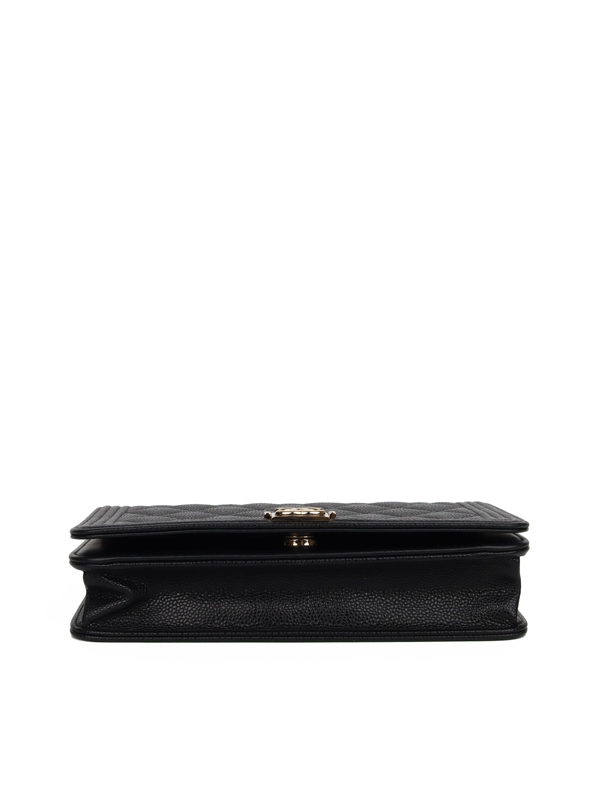 Chanel Black Caviar Leather Boy Wallet on Chain Crossbody Bag - Luxury Designer Handbag for Women, Perfect for Evening Parties & Date Nights