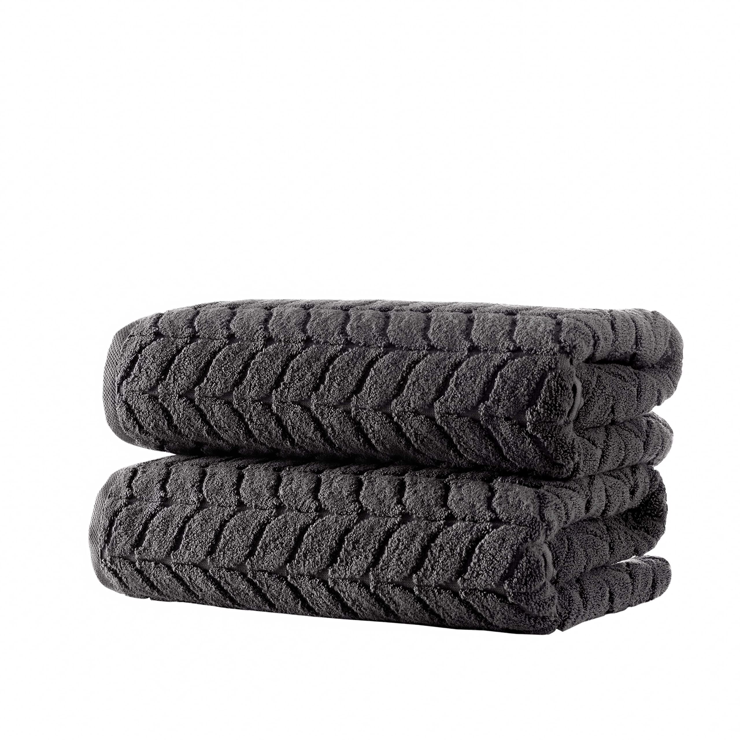 BAGNO MILANO Luxury Turkish Bath Towels Set - Soft Plush Jacquard, Quick Dry, Ultra Absorbent (Charcoal, 2-Piece) for Spa, Bathroom & Beach Use